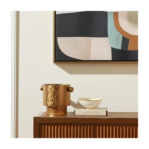 Vase de table moderne en laiton avec poignées en forme de boule, design minimaliste, pièce maîtresse décorative pour l'intérieur de la maison - Product Image 2