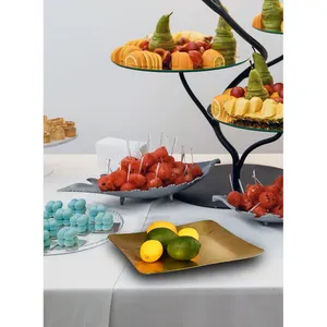 Bandeja Metálica de Lujo de Calidad de Exportación para Distribuidores Internacionales de Muebles, Bandeja Rectangular Decorativa para Servir, Chapada en Oro - Product Image 5