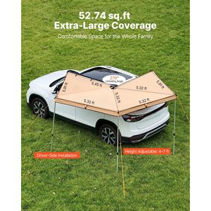 Toldo Lateral para Vehículo de 270 Grados, 52 Pies Cuadrados, Impermeable, UV50+, con Bolsa de Transporte, Toldo Independiente para Todo Clima - Product Image 3