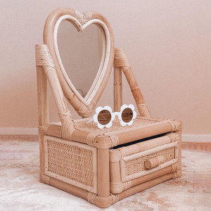New arrival rattan mini dressing table natural small <b>vanity</b> tables for baby children bedroom decor - Product Image 6