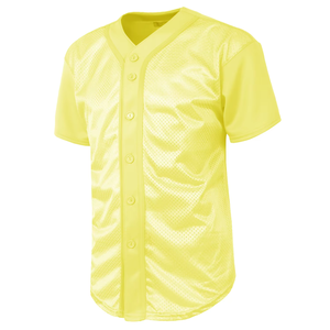 Maillot de baseball jaune à col en V, manches courtes, maille respirante, unisexe, adulte, coupe classique, fermeture à boutons, couleur unie, vêtements de sport - Product Image 5