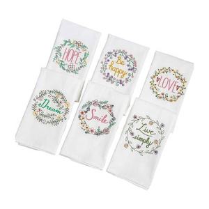 100% coton biologique certifié GOTS brodé gaufré tissé bordure colorée torchons imprimés absorbants personnalisés maison - Product Image 3