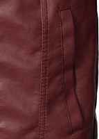 Blouson Trucker Homme Hiver en Similicuir PU Bordeaux Personnalisable Résistant à l'Eau Col Rabattu Double Poche Poitrine