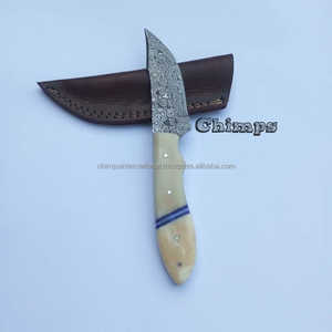 Cuchillo de Caza/Pelaje de Acero de Damasco de Grado Industrial de la Mejor Calidad Personalizado, Hoja Fija para Supervivencia al Aire Libre, Mango de Hueso de Camello y Cuero - Product Image 5