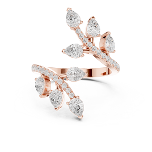 Rose Gold Pear Cut Diamond Open Wrap <b>Ring</b> Pave Band <b>Statement</b> <b>Ring</b> for Women - Product Image 2