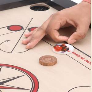 Tablero de Carrom Profesional de Tamaño Completo con Acabado Brillante, Superficie Lisa, Borde de 3 Pulgadas |   Incluye Monedas de Madera, Palo de Juego - Product Image 3