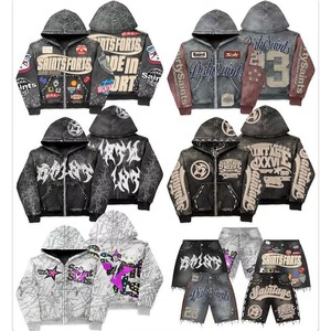 Conjunto de Sudadera con Capucha de Invierno Estampada, Estilo Vintage, Bordada, con Cordón Ajustable, 100% Algodón Pesado, Lavado Ácido, Estilo Urbano - Product Image 5