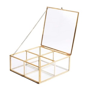 Elegance Glass Jewelry Box Set 3 <b>Black</b> Metal Frame Stackable Storage Organizer Customizable Size High Quality for Home Decorate - Product Image 4