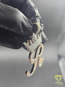 Moissanite Diamond R Initial Crown Pendant <b>Iced</b> <b>Out</b> Hip Hop <b>Chain</b> Custom Letter Necklace Luxury Jewelry Gift - Product Image 5