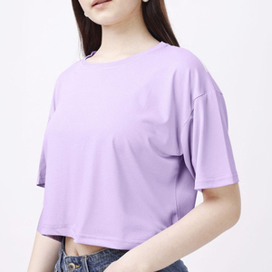 Camiseta Corta de Alta Calidad para Mujer, con Hombros Caídos, Estampado en Serigrafía, Talla Grande, Top Corto - Product Image 5