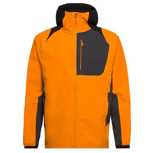 Veste softshell à capuche pour homme, orange et noir, style sportif, fermeture éclair, vêtements d'extérieur pour l'hiver - Product Image 1