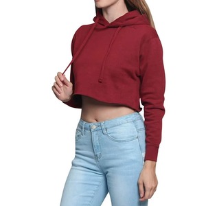 Haut court à capuche respirant de couleur unie pour femme, style décontracté, avec logo brodé personnalisé, pull à manches longues - Product Image 6