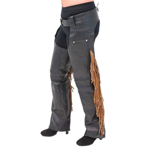 Chaps en cuir véritable pour femmes, style western, taille mi-haute, coupe régulière, franges, fermeture à boucle, équitation, BAND BROTHERS, haute qualité - Product Image 2