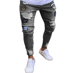 Jeans slim fit sur mesure pour homme, nouveau design, pantalon en denim, déchiré et extensible, tendance - Product Image 4