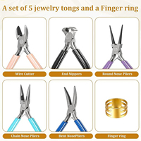 6 Buah Set Tang Perhiasan Ringan dan Tahan Lama, Tang Pemotong Kawat, Tang Ujung Bengkok, Tang Cincin Baja Anti Karat, Profesional untuk DIY