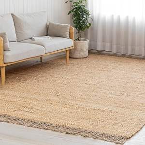 Tapis en jute à poils coupés moderne 2026 Silas Taupe pour salle à manger, couloir, entrée, chambre, salon - Product Image 5