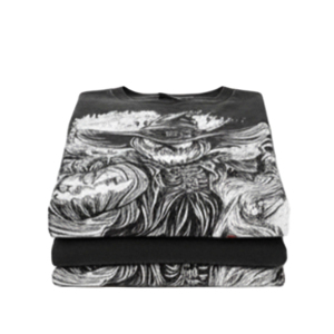 Sweat-shirt en coton 100% noir pour homme et femme, imprimé numérique effet soleil décoloré, motif effrayant d'horreur, idéal pour l'Halloween et l'hiver - Product Image 4