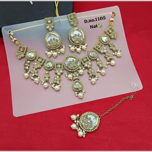 Collier plaqué or avec pierre de cristal et perles 11151660LC - Product Image 1