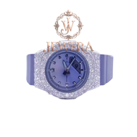 Montre de luxe pour homme JEWERA en acier inoxydable de haute qualité, boîtier scintillant, bracelet en caoutchouc bleu, mouvement automatique mécanique
