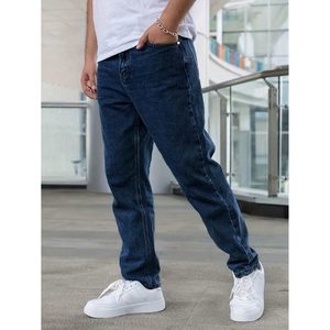 Jean en denim bleu tendance, style vintage moderne, coupe droite ample, léger, écologique, respirant, lavable, taille haute, idéal pour l'été - Product Image 3