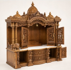 Bigger Size Wooden Mandapam for Home Customized Dome Style Wooden Pooja <b>Mandir</b> Cabinet Unit Hand-Carved Hindu Temple Australia - Product Image 4