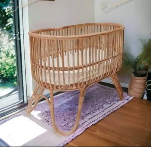 Cuna de mimbre para bebé, forma ovalada, color natural, con juguetes de nubes y estrellas y manta de encaje, para bebés de 0 a 24 meses, unisex - Product Image 5