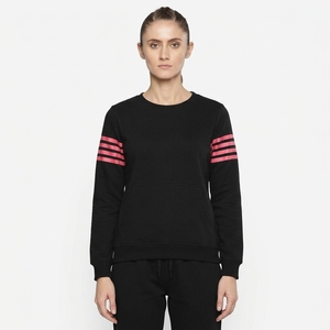 Women’s Black & <b>Pink</b> Striped <b>Tracksuit</b> Set Women’s <b>Tracksuit</b>, Black Jogger Set, Striped Activewear, Crewneck Sweatshirt Set - Product Image 4