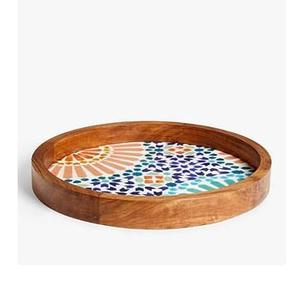 Plateau de service en bois Art Déco artisanal pour hôtel, restaurant, thé, café, cuisine, salle à manger, mariage, Diwali, élégant, lisse, brillant - Product Image 4