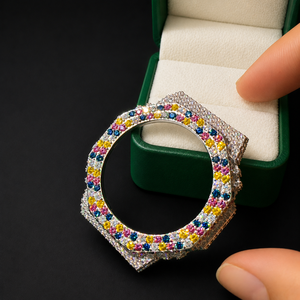 Bisel de Reloj Inteligente con Gemas de Arcoíris y Diamantes – Marco de Reloj de Lujo Multicolor con Incrustaciones Completas - Product Image 2