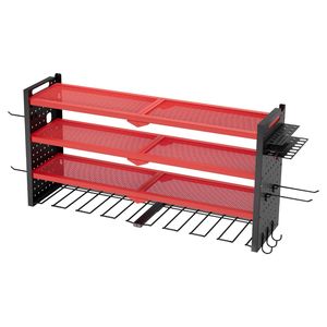 Organizzatore da Parete a 4 Livelli per Utensili Elettrici con 8 Supporti per Trapani e Pannelli Forati Laterali, Pratico Rack Portautensili - Product Image 1
