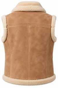 Herren Wildleder-Lammfellweste, Schafsfell Winterwarme Pelzweste mit Hornknöpfen, Motorrad-Bikerjacke Ärmellos, Bergweste - Product Image 3
