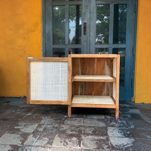 Teak Wood Rattan <b>Cabinet</b> Natural Cane Sideboard Nightstand <b>Small</b> Wood Storage Lockers Living Room Bedroom Home Furniture Factory - Product Image 6