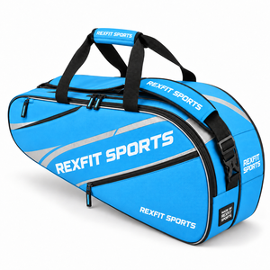 Sac de sport léger Rexfit pour raquettes de badminton et de tennis, avec poche latérale zippée, impression personnalisée pour équipe et bandoulière réglable - Product Image 2