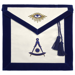 Delantal de la Francmasonería Past Master Blue Lodge - Azul con bordado en hilo metálico, bordado personalizado y artesanía experta para cada grado. - Product Image 6