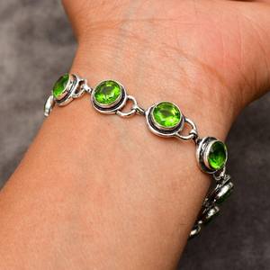 Peridot Gemstone <b>Bracelet</b> Handmade 925 Sterling Silver Jewelry 7 Inch <b>Birthstone</b> Gift For Women Unique Elegant Design - Product Image 4