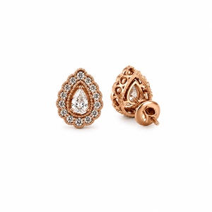 18Kt Rose Gold Pear Cut Diamond Halo <b>Stud</b> <b>Earrings</b> for Women High Polish Bridal Party Anniversary Gift <b>Fine</b> Jewelry - Product Image 3