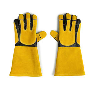 Gants de soudage TIG en cuir de chèvre et croûte de cuir de vache, doublure en tissu, anti-coupure - Product Image 1
