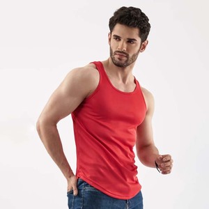 Débardeur tricoté rouge uni pour homme, col rond, décontracté, haute qualité, idéal pour l'entraînement sportif estival - Product Image 3