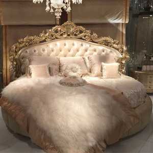 Hand Made Hand Curved King Size Solid Wood Bedroom Set Tufted Upholstered Headboard Modern Luxury Elegant Royal Classic Design - Product Image 5