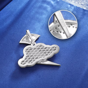 Pendentif RAMDUT IMPEX Chien Loup Glacé en Moissanite Argenté, Style Hip Hop Luxe, Certifié GRA, pour Soirées et Événements, Bijou Tendance Bling - Product Image 2