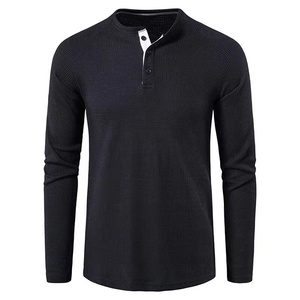 T-shirt décontracté pour homme, coupe régulière, manches longues raglan, en tissu gaufré, 100% coton, qualité supérieure, tailles européennes et américaines, idéal pour l'extérieur, fabriqué en Chine. - Product Image 2