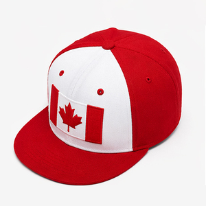 White Canadian Maple <b>Leaf</b> Snapback Cap Adjustable Red Embroidered Pattern Unisex Casual Hat - Product Image 1
