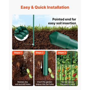 Pali per Pomodori in Metallo Rivestito in Plastica da 70,87 Pollici, Confezione da 25, con Punta Appuntita per Supporto Piante - Forniture da Giardino - Product Image 4