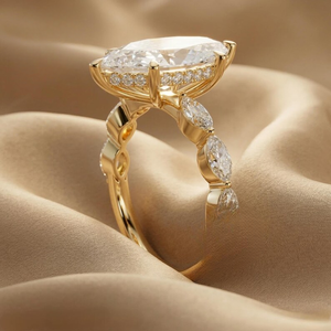 Special Design for Women Lab Grown Diamond Marquise Cut Gold Plated <b>Ring</b> IGI Certified VVS-VS Clarity <b>Indian</b> Manufacturer - Product Image 4
