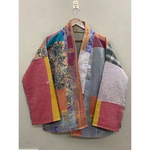 Handmade 100% Cotton Patchwork kantha Kimono <b>Jacket</b> Full Sleeve Shawl Collar Eco-Friendly Women's Wear <b>jacket</b> - Product Image 2