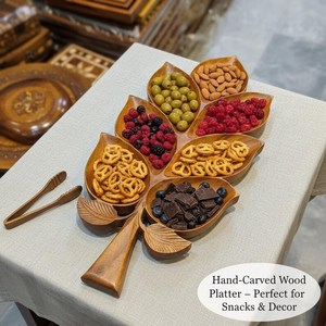 Bandeja de Madera para Servir, Forma Irregular, Diseño Tallado, Bandejas Multifuncionales para Mesa, Estilo Minimalista, de Una Sola Capa - Product Image 2