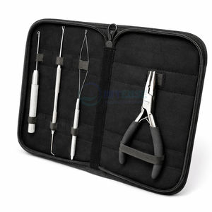 Kit de Herramientas para Extensiones de Cabello, 4 Piezas, Alicates para Micro Anillos, Aguja de Gancho, Enhebrador, Acero Inoxidable Duradero, Blanco, para Peinado Profesional - Product Image 4