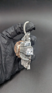 Collier Pendentif Monnaie Intemporel en Moissanite de Luxe, Breloque Montre Iced Out, Bijou Hip Hop Tendance en Argent, Cadeau - Product Image 5