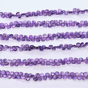 Perles de pierres précieuses en améthyste naturelle africaine facettée en forme de cœur, 5-5,5 mm, 7 pouces, vente en gros - Product Image 5