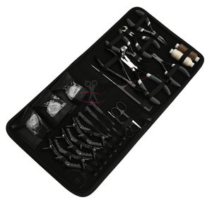 Hair Extension tools Application Kit with 7 & 5 Inch Hair Extension Pliers Beads <b>Box</b> Curved <b>Sewing</b> Needles Rat Tail Comb clips - Product Image 1
